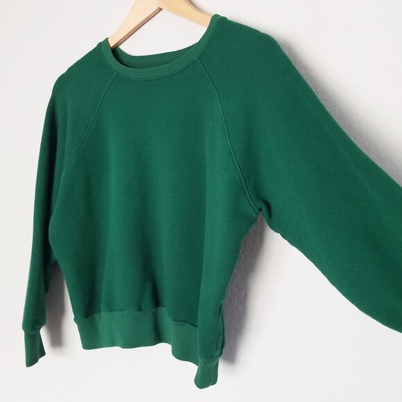 REFORMATION Hunter Rio Crew Neck Cropped Sweatshirt XS Pine Green SOFT Cozy - Picture 7 of 16